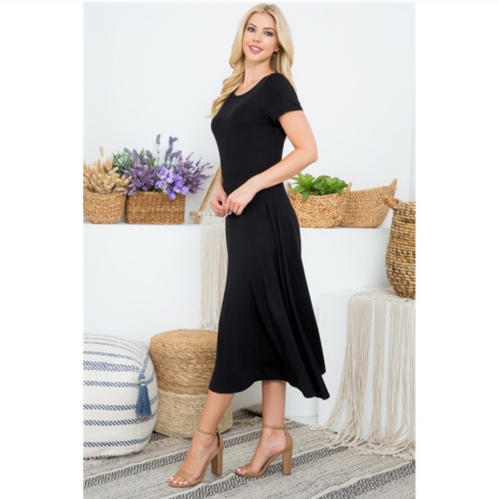 NEW Black Midi Swing Dress